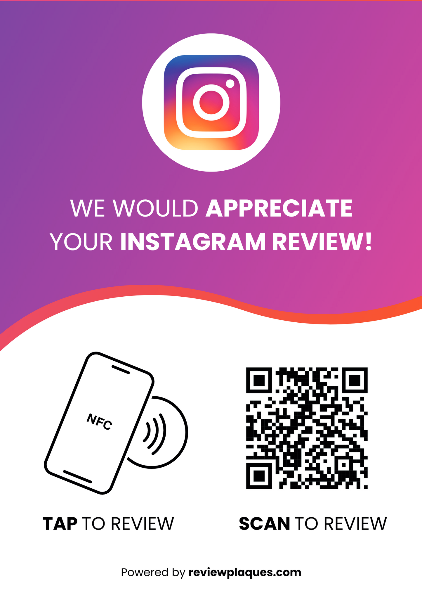 Instagram Review Plaque with Integrated NFC Technology