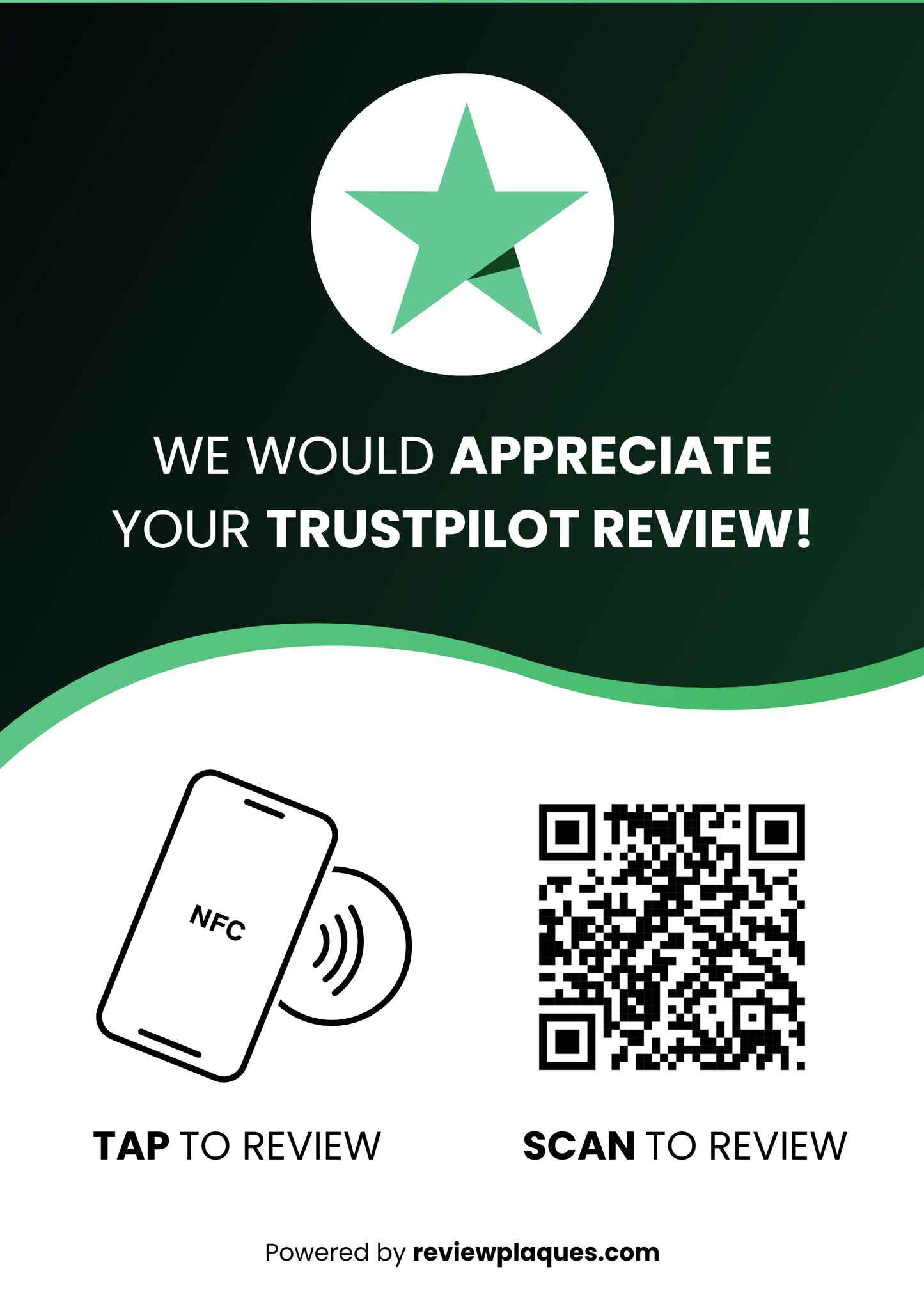 Elegant Trustpilot Review Plaque with Integrated NFC Technology